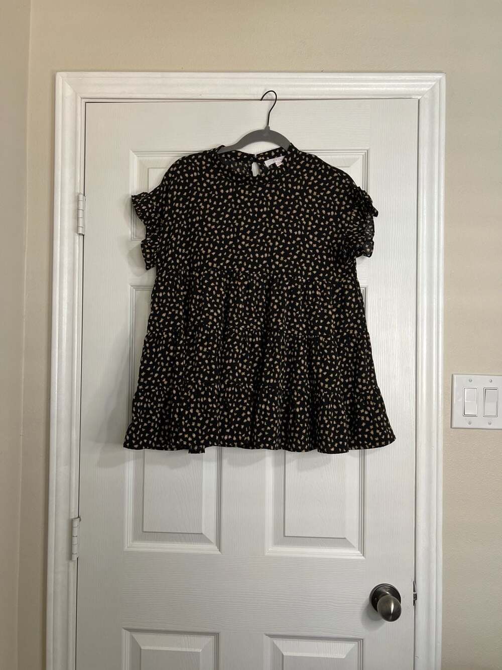 Jess Lea Leopard Print Ruffle Sleeve Tiered Babydoll Top